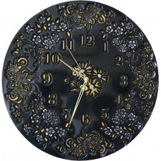 Часы "Цветочный Букет" черные с серебром