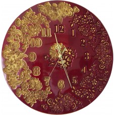 Часы "Цветочный Букет" красные с золотом